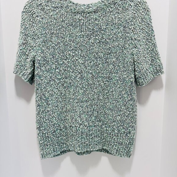 525 Short Sleeve Crew - Teal Multi-color Sweater; Size: L (Large) - Picture 4 of 6